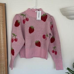 The cutest pink strawberry and cherry sweater🍓🍒